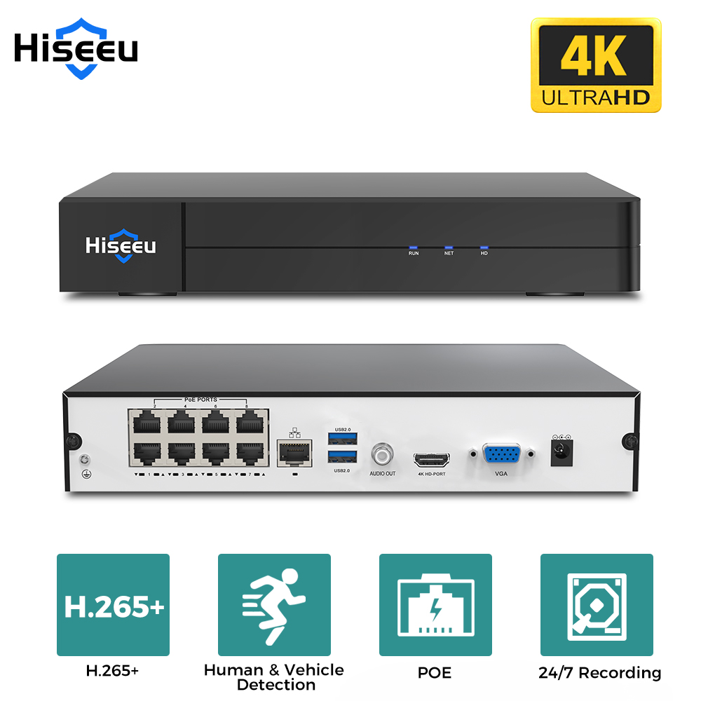 Home Security Camera - Hiseeu 8CH 4K PoE NVR Videoregistratore