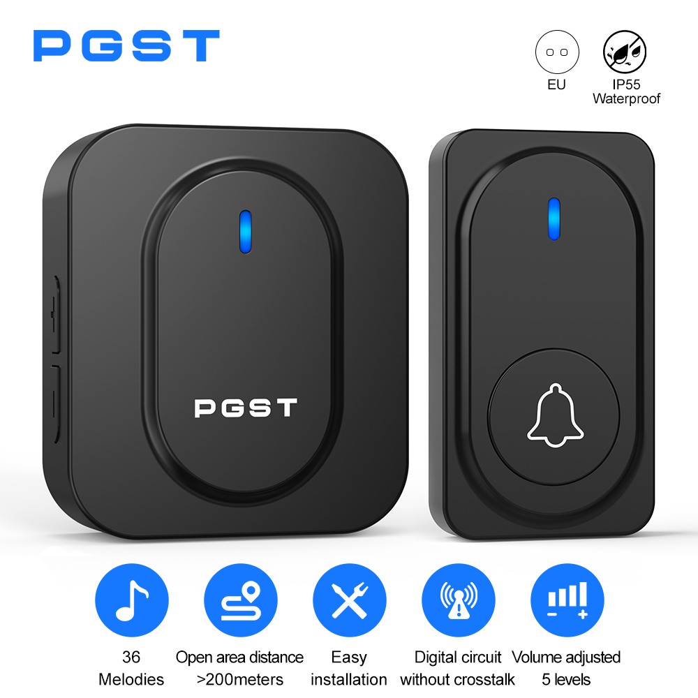Home Security Lights - Campanello Wireless PGST con 36 Suonerie,