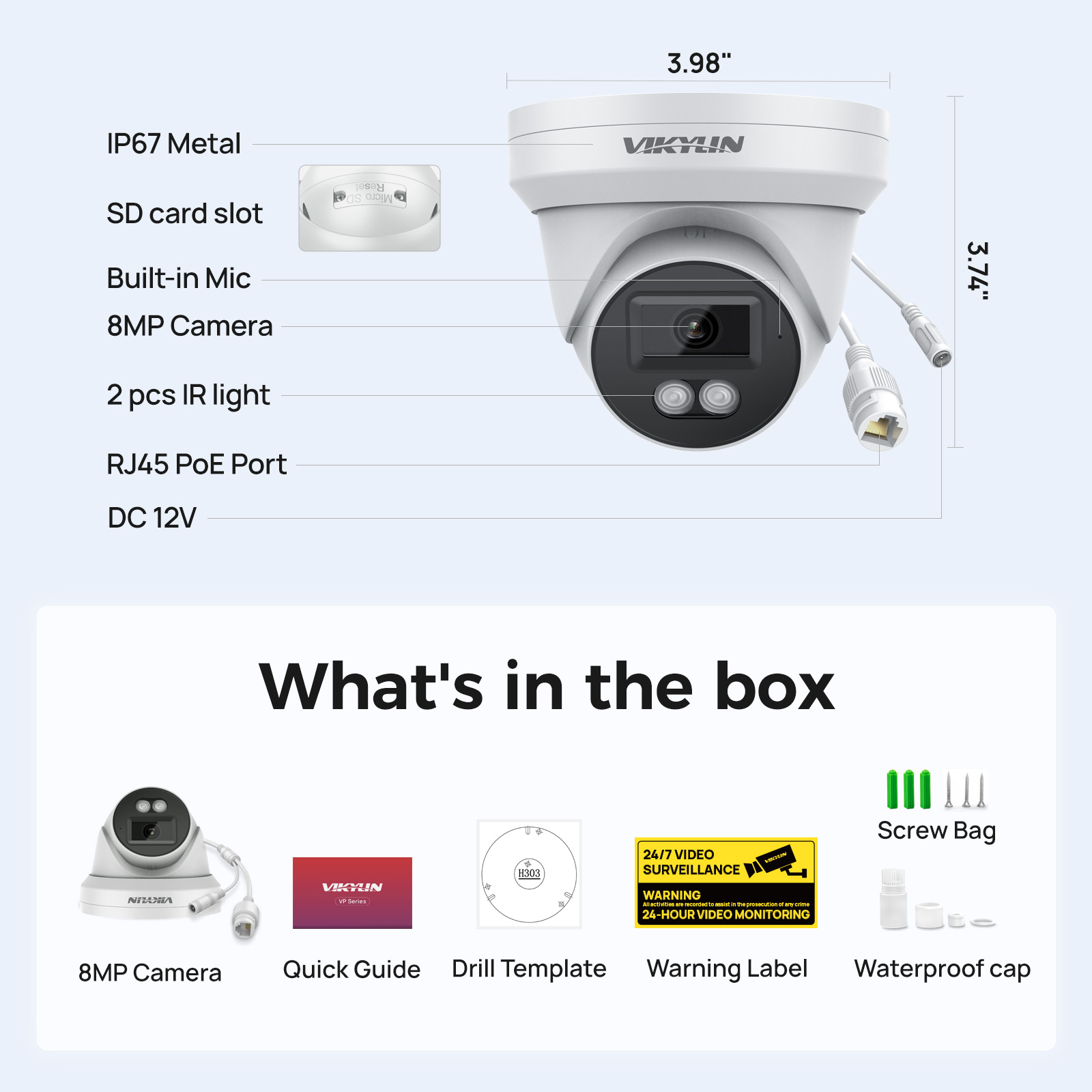 Home Security Service - VIKYLIN Telecamera di Sicurezza IP HD