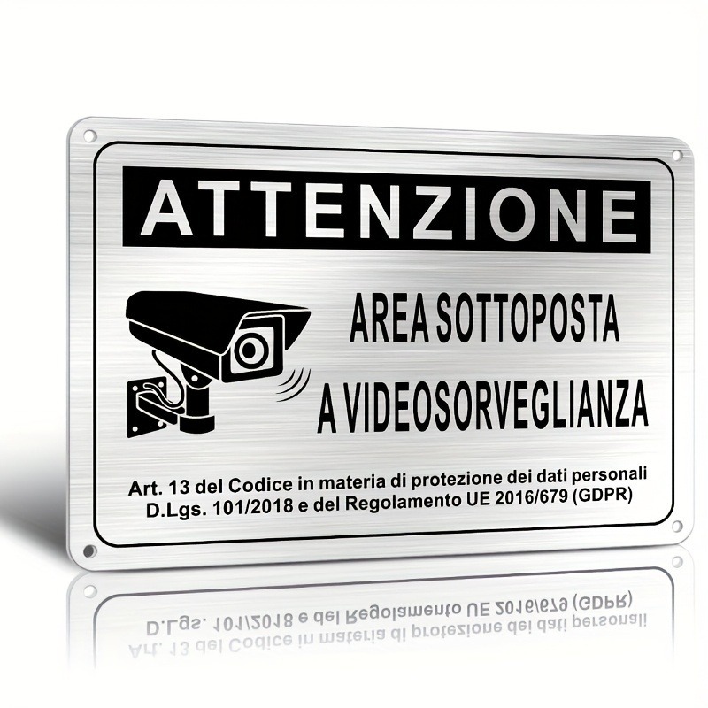 Home Security Camera - Segnale di Sicurezza Italiano 20X30cm –